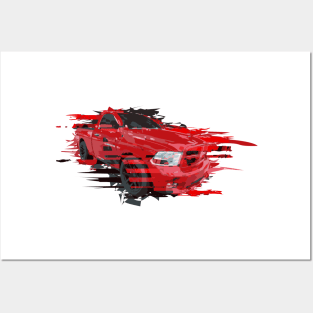 Red Dodge RAM pickup single cab Posters and Art
